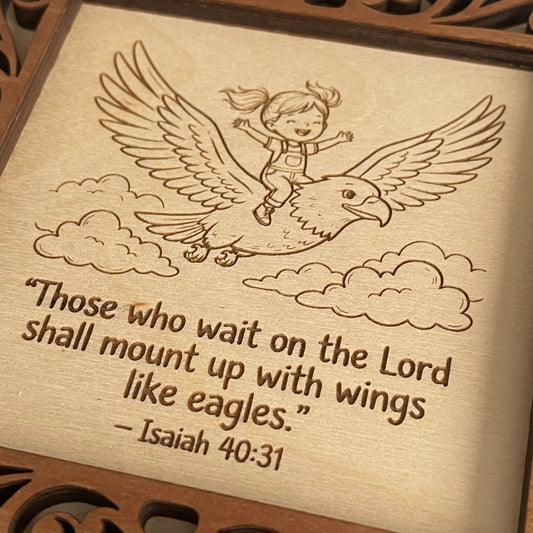 Scripture Wall & Desk Art - "Wings Like Eagles"