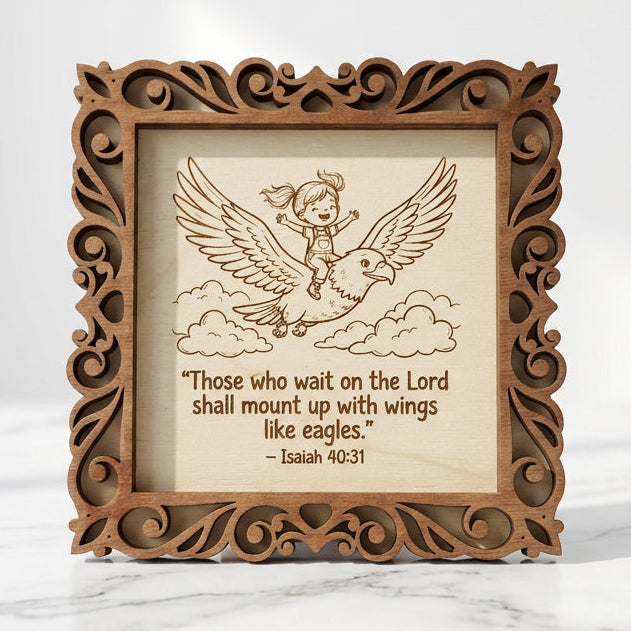 Scripture Wall & Desk Art - "Wings Like Eagles"
