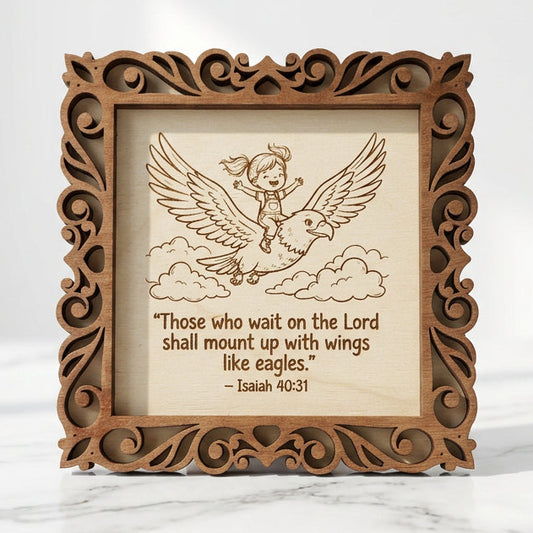 Scripture Wall & Desk Art - "Wings Like Eagles"