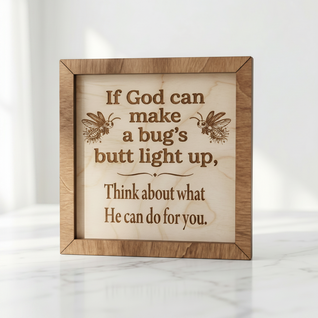 Funny Firefly Bug's Butt Wood Sign