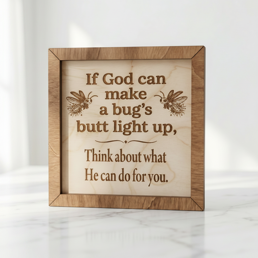Funny Firefly Bug's Butt Wood Sign