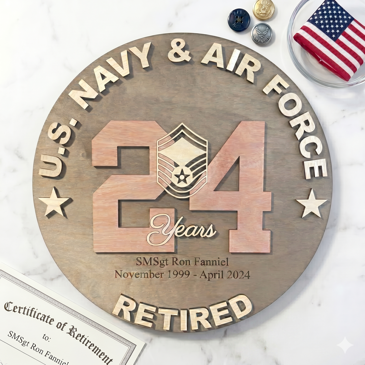 Military Retirement Plaque